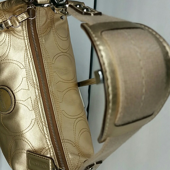 PRICE FIRM METALLIC GOLD LEATHER BAG AND WALLET - Picture 4 of 8